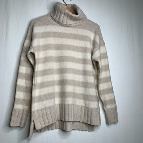 Toad&co Womens Audrey Pullover Sweater Beige Gray Long Sleeve Slit Turtleneck S - Picture 12 of 12